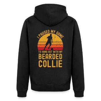 Football et Bearded Collie - Veste à capuche bio Premium Unisexe - noir - Dos - Nico (187cm)