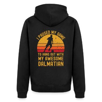 Football and Dalmatians - Unisex Premium Organic Zip Hoodie - black - Back - Nico (187cm)