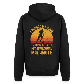 Football and Malamute - Unisex Premium Organic Zip Hoodie - black - Back - Nico (187cm)