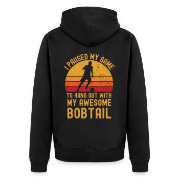 Football and Bobtail - Unisex Premium Organic Zip Hoodie - black - Back - Nico (187cm)