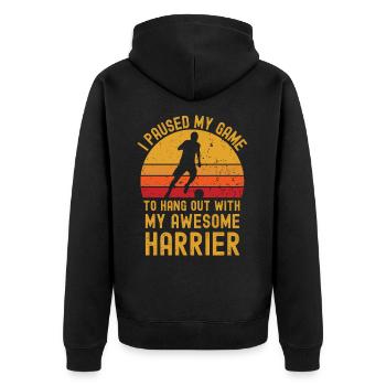 Football and Harrier - Unisex Premium Organic Zip Hoodie - black - Back - Nico (187cm)