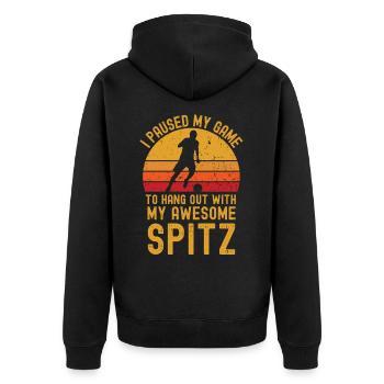 Football and Spitz - Unisex Premium Organic Zip Hoodie - black - Back - Nico (187cm)