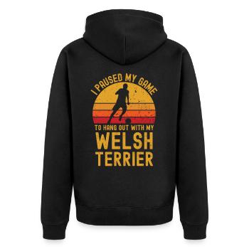 Football and Welsh Terriers - Unisex Premium Organic Zip Hoodie - black - Back - Nico (187cm)
