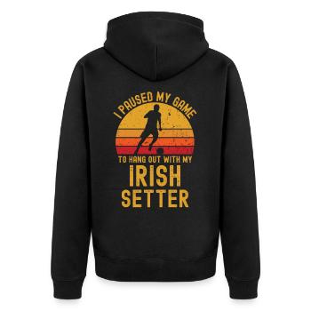 Football and Irish-Setter - Unisex Premium Organic Zip Hoodie - black - Back - Nico (187cm)