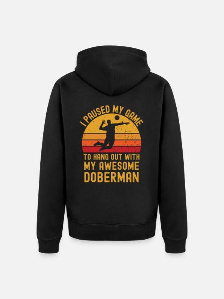 Volleyball und Dobermann - Unisex Premium Bio Zip Hoodie - Schwarz