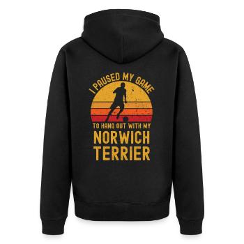 Football and Norwich Terriers - Unisex Premium Organic Zip Hoodie - black - Back - Nico (187cm)