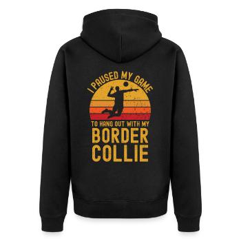 Volleyball and border collie - Unisex Premium Organic Zip Hoodie - black - Back - Nico (187cm)