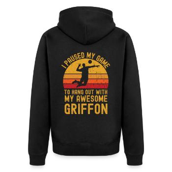 Volleyball and Griffon - Unisex Premium Organic Zip Hoodie - black - Back - Nico (187cm)