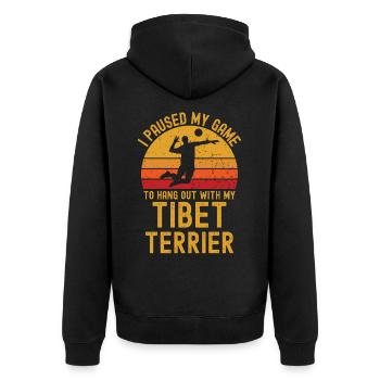 Volleyball et terriers tibétains - Veste à capuche bio Premium Unisexe - noir - Dos - Nico (187cm)