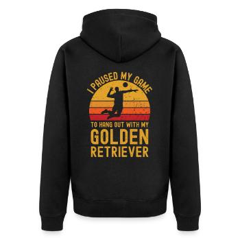 Volleyball et Golden Retrievers - Veste à capuche bio Premium Unisexe - noir - Dos - Nico (187cm)