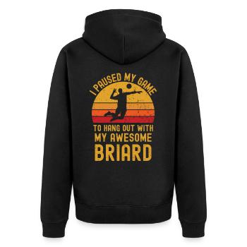 Volleyball and Briard - Unisex Premium Organic Zip Hoodie - black - Back - Nico (187cm)