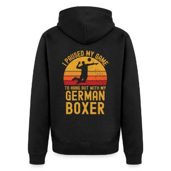 Volleyball et boxeur allemand - Veste à capuche bio Premium Unisexe - noir - Dos - Nico (187cm)