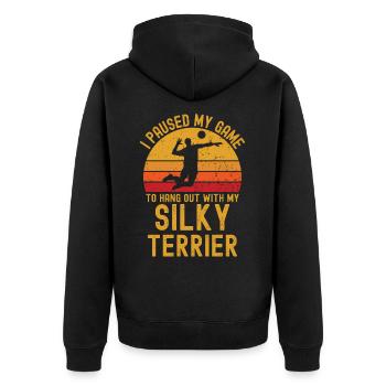 Volleyball et Silky-Terrier - Veste à capuche bio Premium Unisexe - noir - Dos - Nico (187cm)