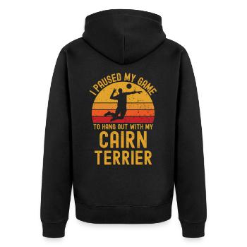 Volleyball et Cairn Terriers - Veste à capuche bio Premium Unisexe - noir - Dos - Nico (187cm)
