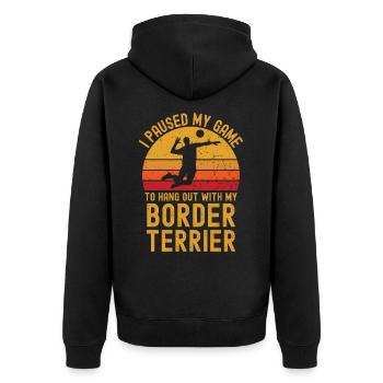 Volleyball et Border Terriers - Veste à capuche bio Premium Unisexe - noir - Dos - Nico (187cm)
