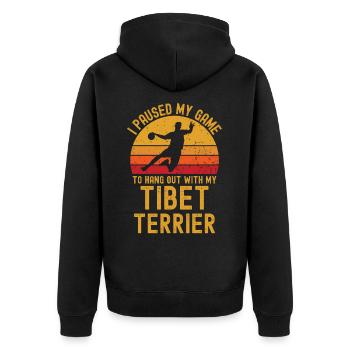 Handball et terriers tibétains - Veste à capuche bio Premium Unisexe - noir - Dos - Nico (187cm)