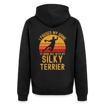 Handball et Silky-Terrier - Veste à capuche bio Premium Unisexe - noir - Dos - Nico (187cm)