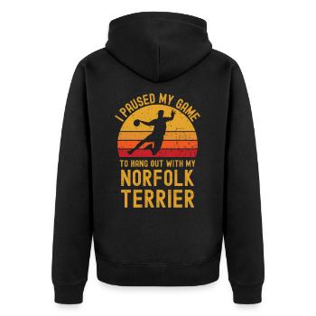 Handball und Norfolk-Terrier - Unisex Premium Bio Zip Hoodie - Schwarz - Hinten - Nico (187cm)