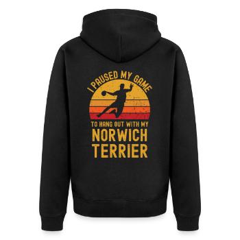 Handball and Norwich Terriers - Unisex Premium Organic Zip Hoodie - black - Back - Nico (187cm)