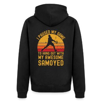 Tennis and Samoyed - Unisex Premium Organic Zip Hoodie - black - Back - Nico (187cm)