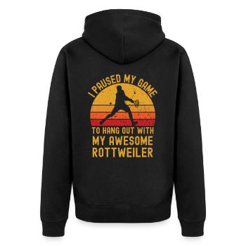 Tennis und Rottweiler - Unisex Premium Bio Zip Hoodie - Schwarz - Hinten - Nico (187cm)