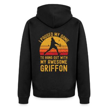 Tennis and Griffon - Unisex Premium Organic Zip Hoodie - black - Back - Nico (187cm)