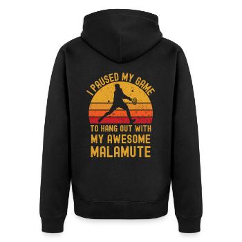 Tennis and Malamute - Unisex Premium Organic Zip Hoodie - black - Back - Nico (187cm)