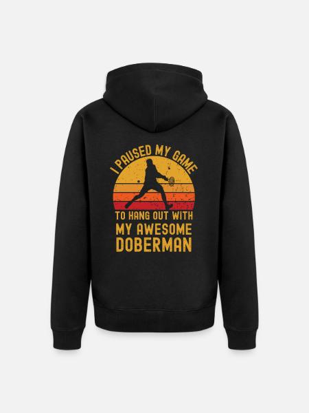 Tennis and Doberman - Unisex Premium Organic Zip Hoodie - black
