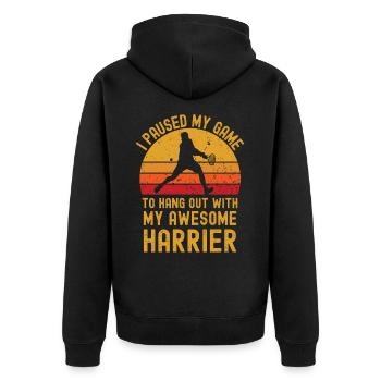 Tennis and Harrier - Unisex Premium Organic Zip Hoodie - black - Back - Nico (187cm)