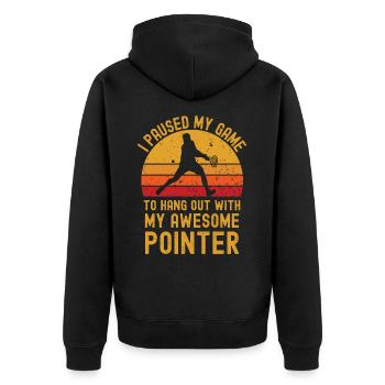 Tennis und Pointer - Unisex Premium Bio Zip Hoodie - Schwarz - Hinten - Nico (187cm)