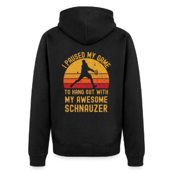 Tennis und Schnauzer - Unisex Premium Bio Zip Hoodie - Schwarz - Hinten - Nico (187cm)