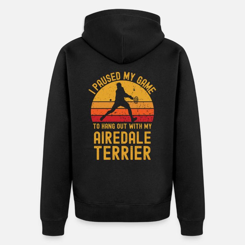 Tennis et Airedale Terriers - Veste à capuche bio Premium Unisexe - noir