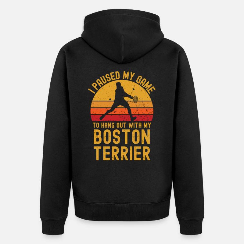 Tennis et Boston Terriers - Veste à capuche bio Premium Unisexe - noir