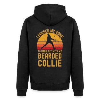 Tennis et Bearded Collie - Veste à capuche bio Premium Unisexe - noir - Dos - Nico (187cm)