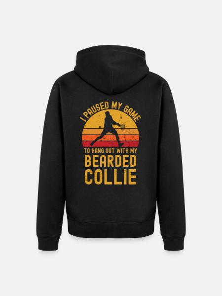 Tennis and Bearded Collie - Unisex Premium Organic Zip Hoodie - black