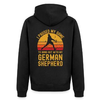 Tennis and German Shepherd - Unisex Premium Organic Zip Hoodie - black - Back - Nico (187cm)