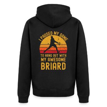Tennis and Briard - Unisex Premium Organic Zip Hoodie - black - Back - Nico (187cm)