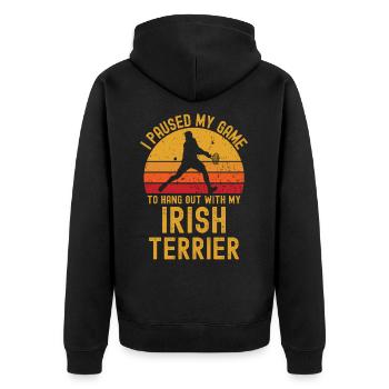 Tennis and Irish Terriers - Unisex Premium Organic Zip Hoodie - black - Back - Nico (187cm)