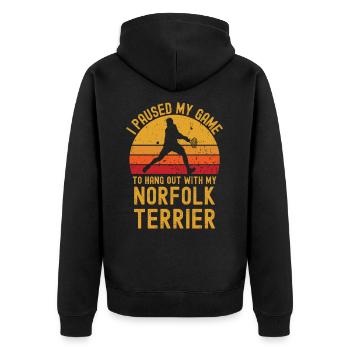 Tennis und Norfolk-Terrier - Unisex Premium Bio Zip Hoodie - Schwarz - Hinten - Nico (187cm)