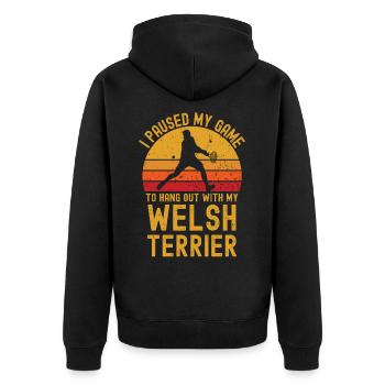 Tennis and Welsh Terriers - Unisex Premium Organic Zip Hoodie - black - Back - Nico (187cm)