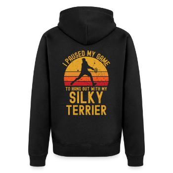 Tennis et Silky-Terrier - Veste à capuche bio Premium Unisexe - noir - Dos - Nico (187cm)