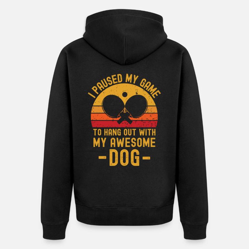 Tennis de table et chien - Veste à capuche bio Premium Unisexe - noir