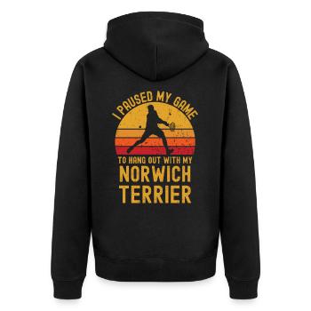 Tennis and Norwich Terriers - Unisex Premium Organic Zip Hoodie - black - Back - Nico (187cm)