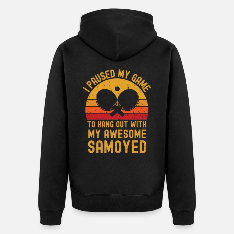 Tennis de table et Samoyède - Veste à capuche bio Premium Unisexe - noir