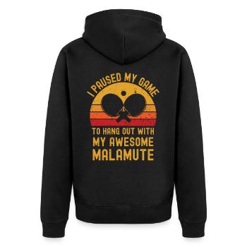 Tennis de table et malamute - Veste à capuche bio Premium Unisexe - noir - Dos - Nico (187cm)