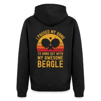 Tischtennis und Beagle - Unisex Premium Bio Zip Hoodie - Schwarz - Hinten - Nico (187cm)