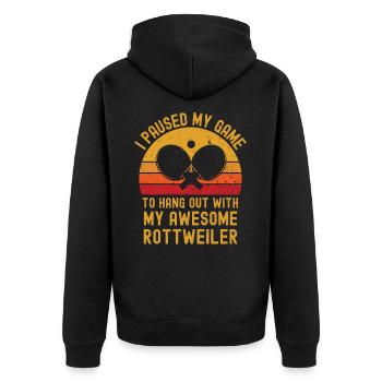 Tischtennis und Rottweiler - Unisex Premium Bio Zip Hoodie - Schwarz - Hinten - Nico (187cm)