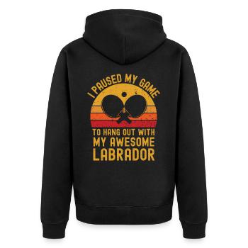 Tennis de table et Labrador - Veste à capuche bio Premium Unisexe - noir - Dos - Nico (187cm)