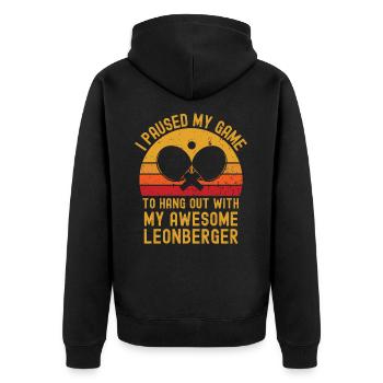 Table tennis and Leonberger - Unisex Premium Organic Zip Hoodie - black - Back - Nico (187cm)