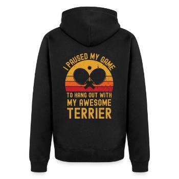 Tennis de table et terriers - Veste à capuche bio Premium Unisexe - noir - Dos - Nico (187cm)